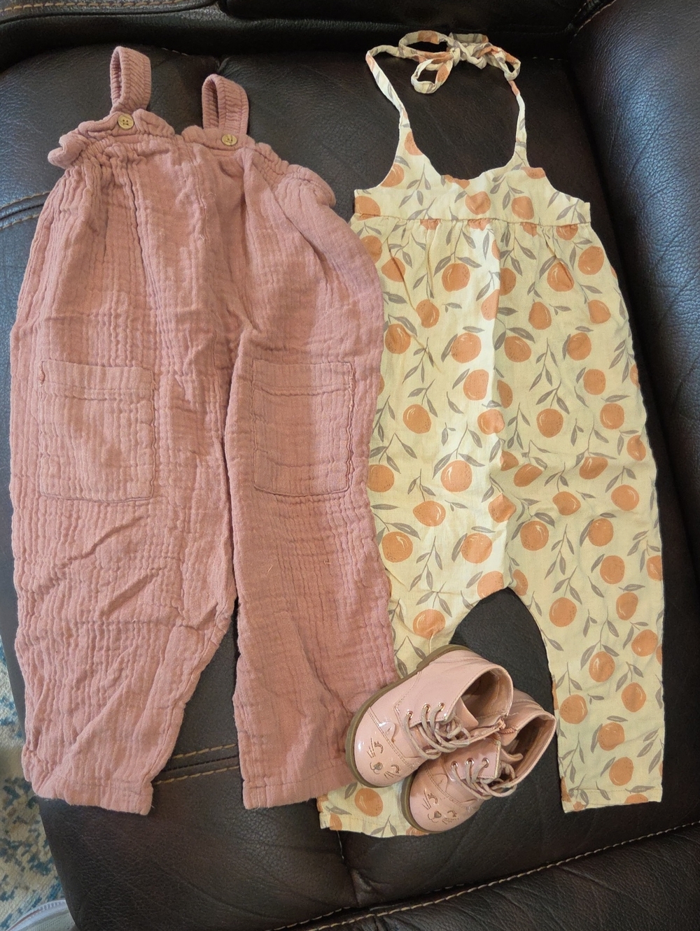 Girls' Zara Pink Gauze Overalls - Ryle+Cru Jumpsuit 18-24mts Shoes Sz 5